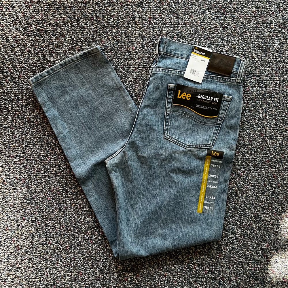 Lee Men's Denim Blue 38x34 Regular Fit Straight Leg Jeans NEW w/tags